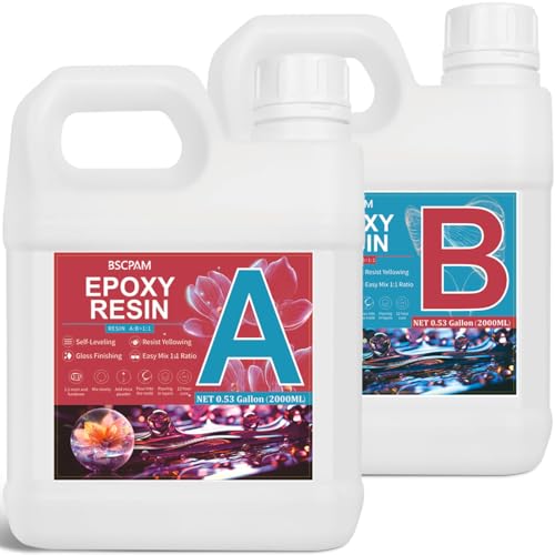 BSCPAM 1Gallon Epoxidharz Mit Härter, 4L Epoxidharz set Geeignet für Anfänger Epoxy Resin, 1: 1 Einfache Modulation Epoxidharz für DIY-Basteln, Schmuckherstellung Gießen von Formen Flusstische Harz von BSCPAM