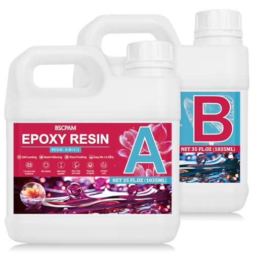 BSCPAM 70Oz Epoxidharz, 2L Epoxidharz Mit Härter set Geeignet für Anfänger Epoxy Resin, 1: 1 Einfache Modulation Epoxidharz für DIY-Basteln, Schmuckherstellung Gießen von Formen Flusstische Harz von BSCPAM