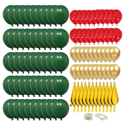 Weihnachtsballonbogen 104-teiliges Weihnachtsballon Girlande Set, Dauerhafter Weihnachtsbaumballon Set, Dekorativer rot-grüner Latexballon mit Stern für Weihnachtsfeierdekorationen, Neujahrsparty von BSEID