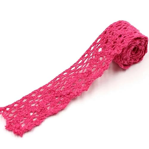 (2 Yards/Rolle) 25 mm bestickter Baumwoll-Netz-Spitzenstoff, Spitzenband für Kleidungskanten-Dekore, DIY-Näh- und Bastelzubehör, Hot Pink von BSGUZ