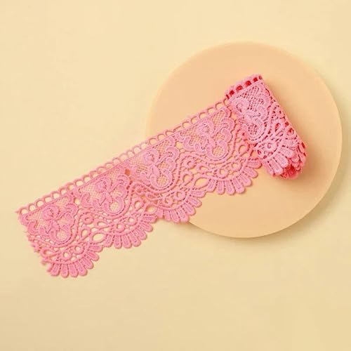 1 Meter ausgehöhltes, mit Blumen besticktes, wasserlösliches Spitzenband, DIY-Bekleidung, Nähstoff, Schwarz/Weiß, handgefertigtes Spitzenband, Rosa, 1 Meter Länge von BSGUZ