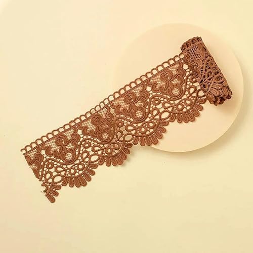 1 Meter ausgehöhltes, mit Blumen besticktes, wasserlösliches Spitzenband, DIY-Bekleidung, Nähstoff, Schwarz/Weiß, handgefertigtes Spitzenband, dunkler Kaffee, 1 Meter Länge von BSGUZ