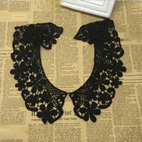 1 Set Stickerei Schwarze Rose Blumenspitze Ausschnitt Kragen, DIY Kragen Spitzenstoffe zum Nähen Basteln Patch Scrapbooking-BW051 von BSGUZ