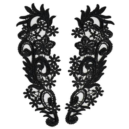 1 Set Stickerei Schwarze Rose Blumenspitze Ausschnitt Kragen, DIY Kragen Spitzenstoffe zum Nähen Basteln Patch Scrapbooking-BW144 von BSGUZ