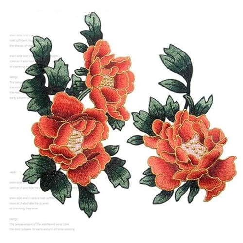 1 Set neue Sonnenblumen-Stickerei-Aufnäher für Kleidung, Aufkleber, Streifen, zum Aufnähen, Kleid, Applikation, DIY-Lochreparatur, Stil 2, Orange, 1 Paar von BSGUZ