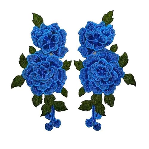 1 Set neue Sonnenblumen-Stickerei-Aufnäher für Kleidung, Aufkleber, Streifen, zum Aufnähen, Kleid, Applikation, DIY-Lochreparatur, Stil 3, Blau, 1 Paar von BSGUZ