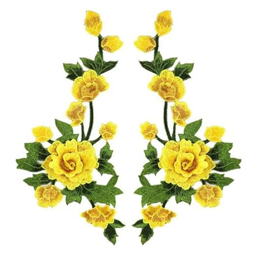 1 Set neue Sonnenblumen-Stickerei-Aufnäher für Kleidung, Aufkleber, Streifen, zum Aufnähen, Kleid, Applikation, DIY-Lochreparatur, Stil 7, Gelb, 1 Paar von BSGUZ