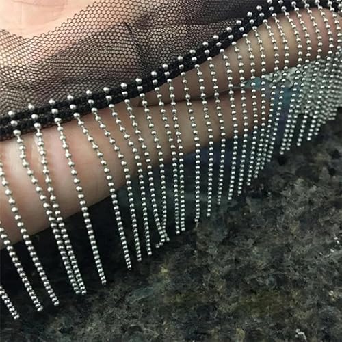 1 Yard Metallkette Perlenspitze handgefertigt Quaste Trim DIY Jeans Taschen Schuhe Hüte Puppen Dekoration 6cm breit-schwarz Mesh Silber-1 Yard von BSGUZ