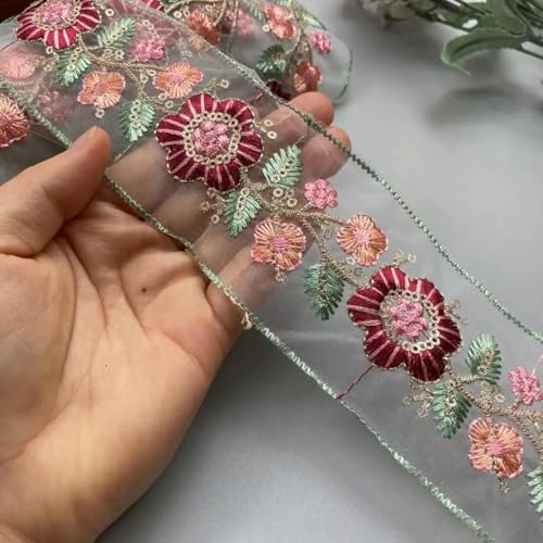 1 Yards Pailletten-Spitzenstoff, Stickbänder, Blumen-Spitzenbesätze, Blumenmuster, DIY-Bekleidung, Schweizer Nähen für Schuhe, Taschen, Kopfschmuck, Basteln, A (6 cm) - Sonstiges von BSGUZ