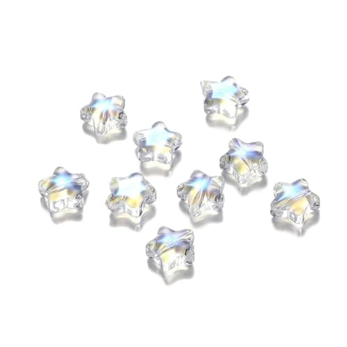 10/30 Stück 8 mm mattierte AB-farbige Sternperlen, tschechische Glas-Abstandshalter-Lampwork-Perlen zur Schmuckherstellung, Haarnadel, handgefertigtes DIY-Zubehör, Orchideenfarbe, 10 von BSGUZ