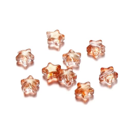 10/30 Stück 8 mm mattierte AB-farbige Sternperlen, tschechische Glas-Abstandshalter-Lampwork-Perlen zur Schmuckherstellung, Haarnadel, handgefertigtes DIY-Zubehör-Orange Gold-10 Stüc von BSGUZ