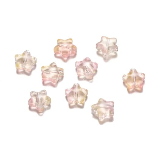 10/30 Stück 8 mm mattierte AB-farbige Sternperlen, tschechische Glas-Abstandshalter-Lampwork-Perlen zur Schmuckherstellung, Haarnadel, handgefertigtes DIY-Zubehör-Rosa-Gelb-10 Stück von BSGUZ