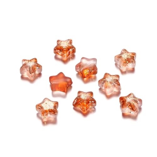 10/30 Stück 8 mm mattierte AB-farbige Sternperlen, tschechische Glas-Abstandshalter-Lampwork-Perlen zur Schmuckherstellung, Haarnadel, handgefertigtes DIY-Zubehör-mattiertes Orange-1 von BSGUZ