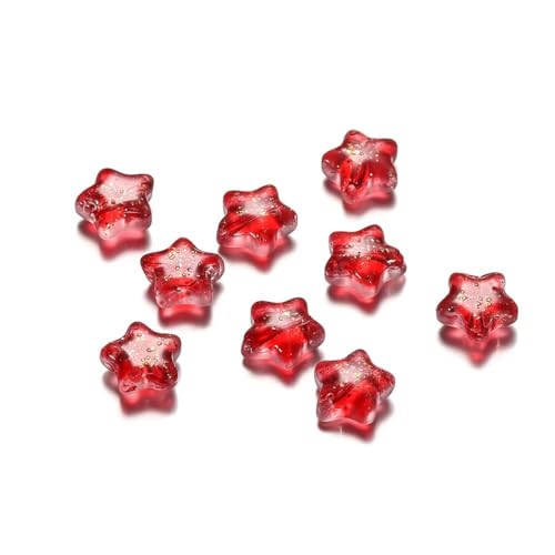 10/30 Stück 8 mm mattierte AB-farbige Sternperlen, tschechische Glas-Abstandshalter-Lampwork-Perlen zur Schmuckherstellung, Haarnadel, handgefertigtes DIY-Zubehör-mattiertes Rot-10 S von BSGUZ