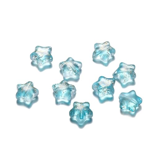 10/30 Stück 8 mm mattierte AB-farbige Sternperlen, tschechische Glas-Abstandshalter-Lampwork-Perlen zur Schmuckherstellung, Haarnadel, handgefertigtes DIY-Zubehör-mattiertes Seeblau- von BSGUZ