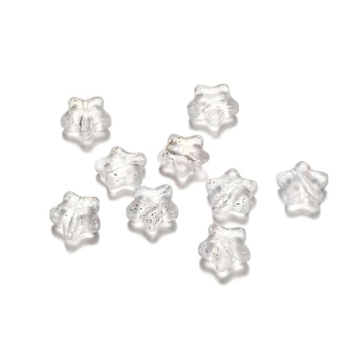 10/30 Stück 8 mm mattierte AB-farbige Sternperlen, tschechische Glas-Abstandshalter-Lampwork-Perlen zur Schmuckherstellung, Haarnadel, handgefertigtes DIY-Zubehör-mattweiß-10 Stück von BSGUZ