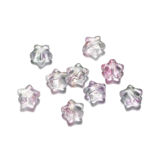 10/30 Stück 8 mm mattierte Sternperlen in AB-Farbe, tschechische Glas-Abstandshalter-Lampwork-Perlen zur Schmuckherstellung, Haarnadel, handgefertigtes DIY-Zubehör, Rosa, Grün, 30 St von BSGUZ