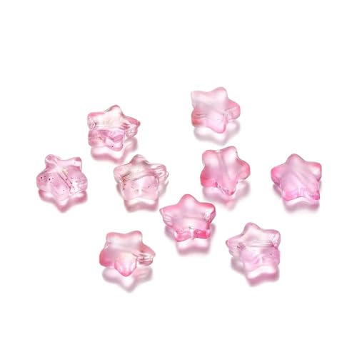 10/30 Stück 8 mm mattierte Sternperlen in AB-Farbe, tschechische Glas-Abstandshalter-Lampwork-Perlen zur Schmuckherstellung, Haarnadel, handgefertigtes DIY-Zubehör-mattiertes Rosa-10 von BSGUZ