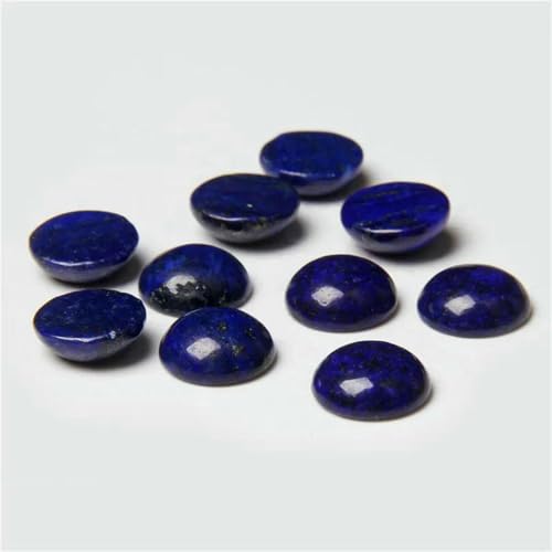 10 Stück/Los Naturstein-Cabochon-Perlen 4 6 8 10 12 14,0 mm glatte Cabochon-Cameo-Perlen zur Schmuckherstellung für DIY-Ringe und Halsketten-14 Lapislazuli-6 mm von BSGUZ