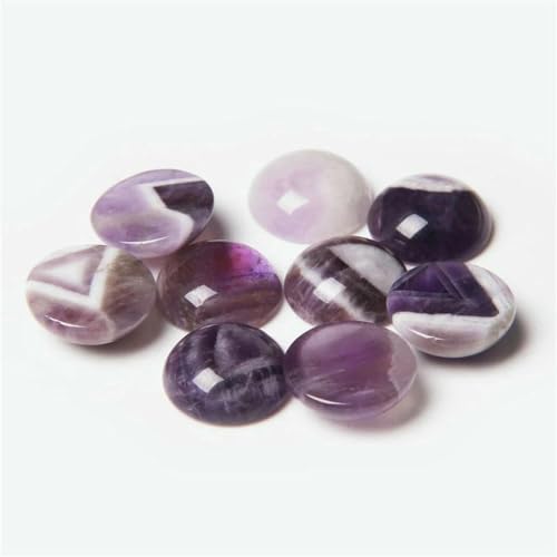 10 Stück/Los Naturstein-Cabochon-Perlen 4 6 8 10 12 14,0 mm glatte Cabochon-Cameo-Perlen zur Schmuckherstellung für DIY-Ringe und Halsketten-15 Amethyst-10 mm von BSGUZ