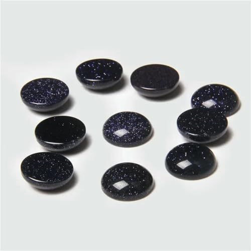 10 Stück/Los Naturstein-Cabochon-Perlen 4 6 8 10 12 14,0 mm glatte Cabochon-Cameo-Perlen zur Schmuckherstellung für DIY-Ringe und Halsketten-3 blauer Sandstein-14,0 mm von BSGUZ