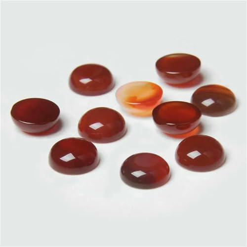 10 Stück/Los Naturstein-Cabochon-Perlen 4 6 8 10 12 14,0 mm glatte Cabochon-Cameo-Perlen zur Schmuckherstellung für DIY-Ringe und Halsketten-8 rote Achate-14,0 mm von BSGUZ