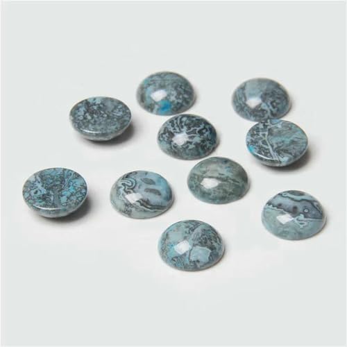 10 Stück/Los Naturstein-Cabochon-Perlen 4 6 8 10 12 14,0 mm glatte Cabochon-Cameo-Perlen zur Schmuckherstellung für DIY-Ringe und Halsketten-9 blaue Jaspis-6 mm von BSGUZ