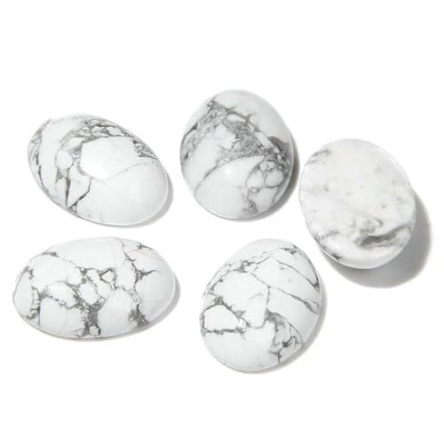 10 Stück Naturstein-Cabochon-Perlen, halboval, Howlith, Türkis, Lapislazuli, Edelsteine, Kamee-Perlen zur Schmuckherstellung, DIY-Ohrringe, Großhandels-Nr. 1 Howlith-10 x 14,0 mm von BSGUZ