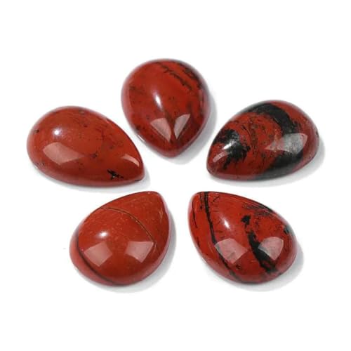 10 Stück natürliche Wassertropfen-Stein-Cabochon-Perlen, halbflache Tropfen-Kamee-Perlen, passend für DIY-Schmuck, Ringe, Ohrringe, Broschen, Zubehör, Nr. 18 Redstone, 10 x 14,0 mm von BSGUZ