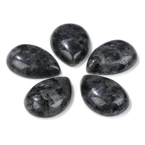 10 Stück natürliche Wassertropfen-Stein-Cabochon-Perlen, halbflache Tropfen-Kamee-Perlen, passend für DIY-Schmuck, Ringe, Ohrringe, Broschen, Zubehör, Nr. 30 Labradorit, 15 x 20 mm von BSGUZ