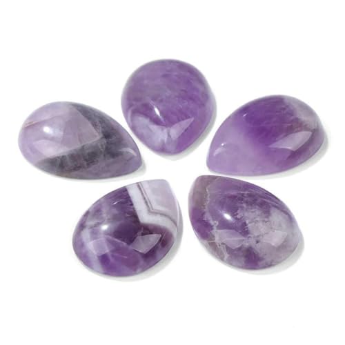 10 Stück natürliche Wassertropfen-Stein-Cabochon-Perlen, halbflache Tropfen-Kamee-Perlen, passend für DIY-Schmuck, Ringe, Ohrringe, Broschen, Zubehör, Nr. 33 Amethyst, 18 x 25 mm von BSGUZ