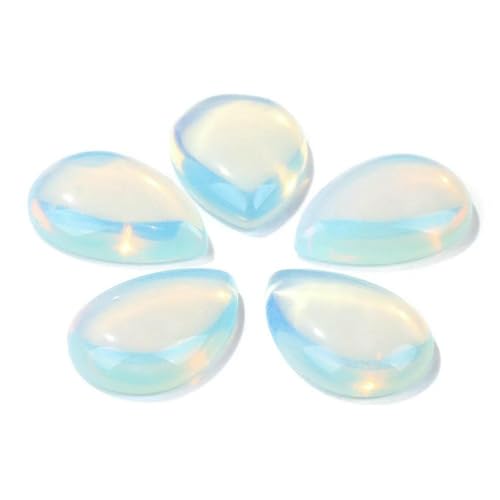 10 Stück natürliche Wassertropfen-Stein-Cabochon-Perlen, halbflache Tropfen-Kamee-Perlen, passend für DIY-Schmuckringe, Ohrringe, Broschen, Zubehör, Nr. 9, Opal, 15 x 20 mm von BSGUZ