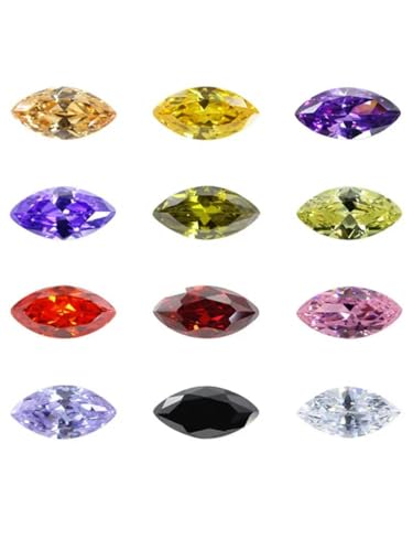 10 Stück pro Farbe, insgesamt 160 Stück/120, Marquise-Form, Zirkonia, mehrfarbig, Brillantschliff, lose synthetische Edelsteinperlen, Schmuck-10 Stück pro Farbe_a-8 x 16 mm von BSGUZ