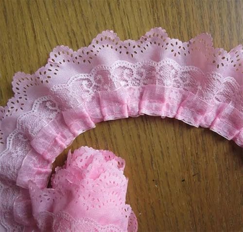 10 Yard, 65 mm, 3-lagig, plissiertes Organza-Spitzenband, geraffter Netz-Chiffon-Stoff, handgefertigt, Spitzenbesatz zum Selbermachen, Hochzeitskleid, Nähhandwerk, Rosa, 10 Yards von BSGUZ