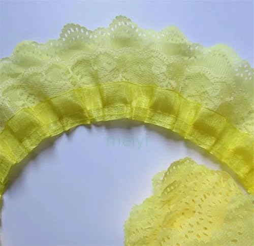 10 Yard, 65 mm, 3-lagig, plissiertes Organza-Spitzenband, geraffter Netz-Chiffon-Stoff, handgefertigt, Spitzenbesatz zum Selbermachen, Hochzeitskleid, Nähhandwerk, gelb, 10 Yards von BSGUZ