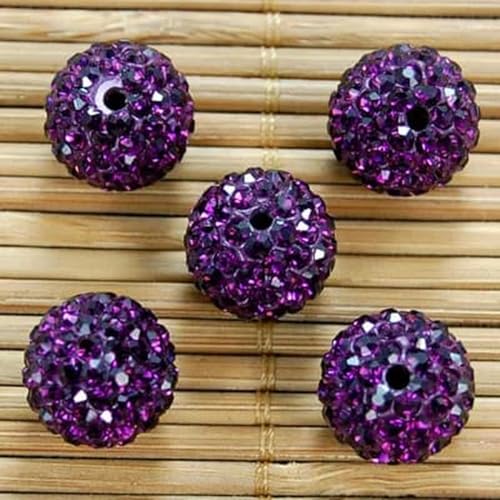 10 mm 7-reihige Glas-Strasssteine, 2 Löcher, Tonperlen für Armband, Anhänger, Schmuckzubehör, DIY-Amethyst, 10 mm, 20 Stück von BSGUZ