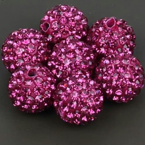 10 mm 7-reihige Glas-Strasssteine, 2 Löcher, Tonperlen für Armband, Anhänger, Schmuckzubehör, DIY-Fuchsia, 10 mm, 20 Stück von BSGUZ