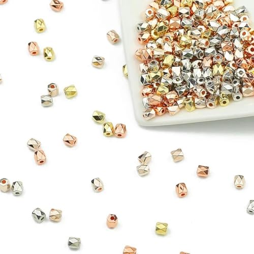 100–400 Stück goldfarbene Perlen 4 mm 6 mm CCB Würfel Krone Herz Anhänger Stern Abstandshalter lose Perlen für Liebesschmuck Herstellung von Armbändern DIY SQ Würfel 4 mm gemischt-200 Stück von BSGUZ