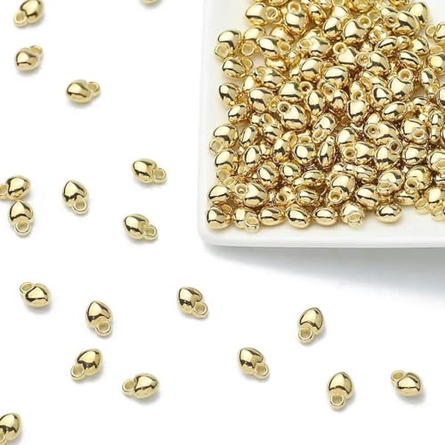 100–400 Stück goldfarbene Perlen 4 mm 6 mm CCB Würfel Krone Herz Anhänger Stern Spacer Lose Perlen für Liebesschmuck Herstellung von Armbändern DIY SP Love 6 mm KC-100 Stück von BSGUZ