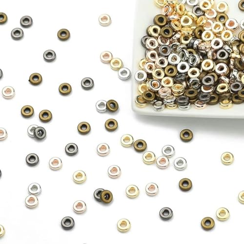 100–400 Stück goldfarbene Perlen 4 mm 6 mm CCB Würfel Krone Herz Anhänger Stern Spacer lose Perlen für Liebesschmuck Herstellung von Armbändern DIY S-COIN 6 x 2 mm gemischt-100 Stück von BSGUZ