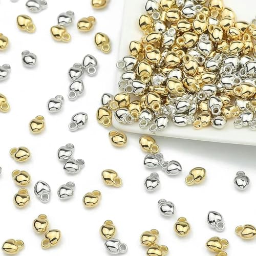 100–400 Stück goldfarbene Perlen 4 mm 6 mm CCB Würfel Krone Herz Anhänger Stern Spacer lose Perlen für Liebesschmuck Herstellung von Armbändern DIY SP Love 6 mm gemischt-100 Stück von BSGUZ