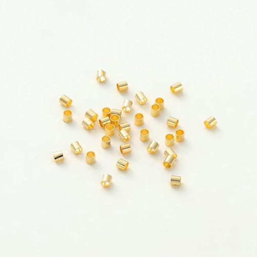 100 Stück/Los 1,5/2/2,5 mm Positionierungskupferrohre 14K/18K vergoldete Quetschperlen Zubehör für die Schmuckherstellung - 18K Gold - 1,5 mm x 100 Stück von BSGUZ