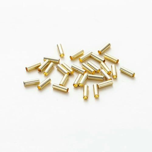 100 Stück 5–7 mm 14 Karat/18 Karat vergoldete gerade lange Messingperlen für Halsketten, lose Abstandsperlen für DIY-Schmuckherstellungszubehör, 14 Karat Gold 01, 2 x 7 mm von BSGUZ