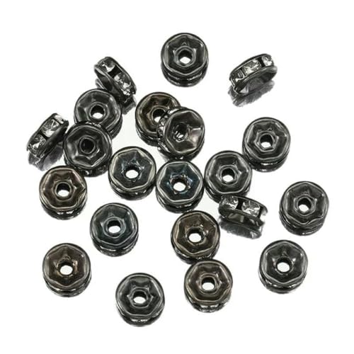 100 Stück Rondell-Abstandsperlen zur Schmuckherstellung, Strass-Abstandsperlen, Kristallperlen-Abstandshalter für Armbänder, Fokalperlen für Stifte, Schwarz, 6 mm 100 Stück Rondell-Abstandsperlen zur Schmuckherstellung, Strass-Abstandsperlen, Kristallperlen-Abstandshalter für Armbänder, Fokalperlen für Stifte, Schwarz, 6 mm von BSGUZ