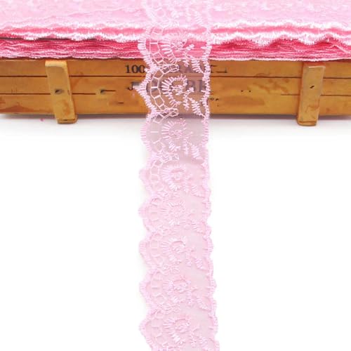 10yd/lot Besticktes Netz-Spitzenstoff-Besatzband, Hochzeitshandwerk für einseitige DIY-Bastelarbeiten, Home-Party-Dekorationen, Pink, 405–4 cm von BSGUZ