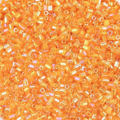 1100–5000 Stück 2 mm AB-Farbperlen, Röhrenform, Glasperlen, Rocailles-Perlen zur Schmuckherstellung, lose Abstandsperlen, DIY-Armbänder und Halsketten – Orange – 2 mm, 5000 Stück im Beutel von BSGUZ