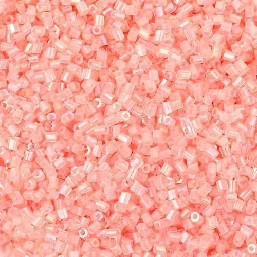 1100–5000 Stück 2 mm AB-Farbperlen, Röhrenform, Glasperlen, Rocailles-Perlen zur Schmuckherstellung, lose Abstandsperlen, DIY-Armbänder und Halsketten – Pink – 2 mm, 1100 Stück, Flasche von BSGUZ