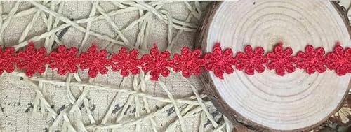 15 Yards 1,2 cm weiß grün blau Spitze Kleidungszubehör Band Stoff attraktive DIY Stickerei Blume Spitzenbesatz Besatz-rot von BSGUZ