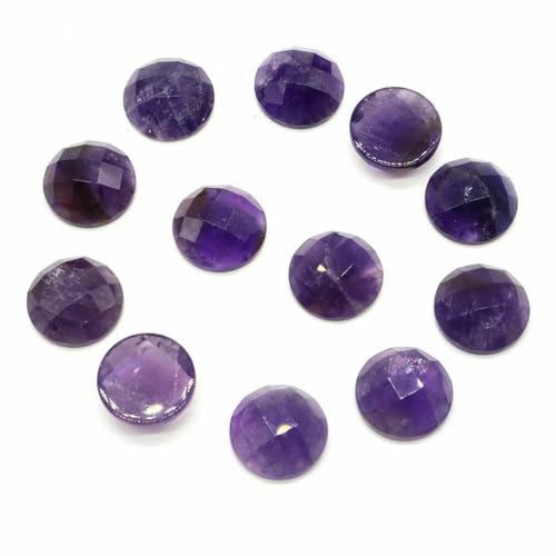 16 mm Naturstein, facettierte Cabochon-Steinperlen, Kamee, passend für DIY-Ringe, Ohrringe, Armbänder, Halsketten, Schmuck, Hochzeitskleid-Accessoires, Amethyst, 1 Stück von BSGUZ