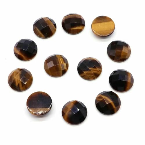 16 mm Naturstein, facettierte Cabochon-Steinperlen, Kamee, passend für DIY-Ringe, Ohrringe, Armbänder, Halsketten, Schmuck, Hochzeitskleid-Accessoires, Tigerauge, 5 Stück von BSGUZ